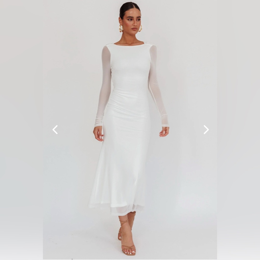 Selfie Leslie Lustre Open Back Mesh Maxi Dress - Size Small